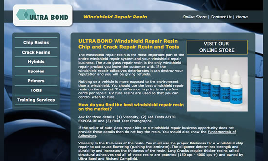 Windshield Repair Resin Website Design and Development